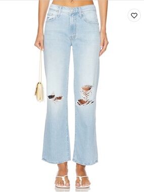 MOTHER Jeans The Mid Rise Rambler Zip Flood Ripped Off Size 29